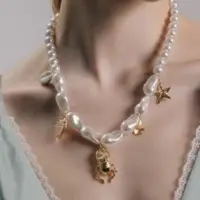 Бусы &laquo;Жемчуг. Скарабей&raquo;, 40 см, №10, белые в золоте