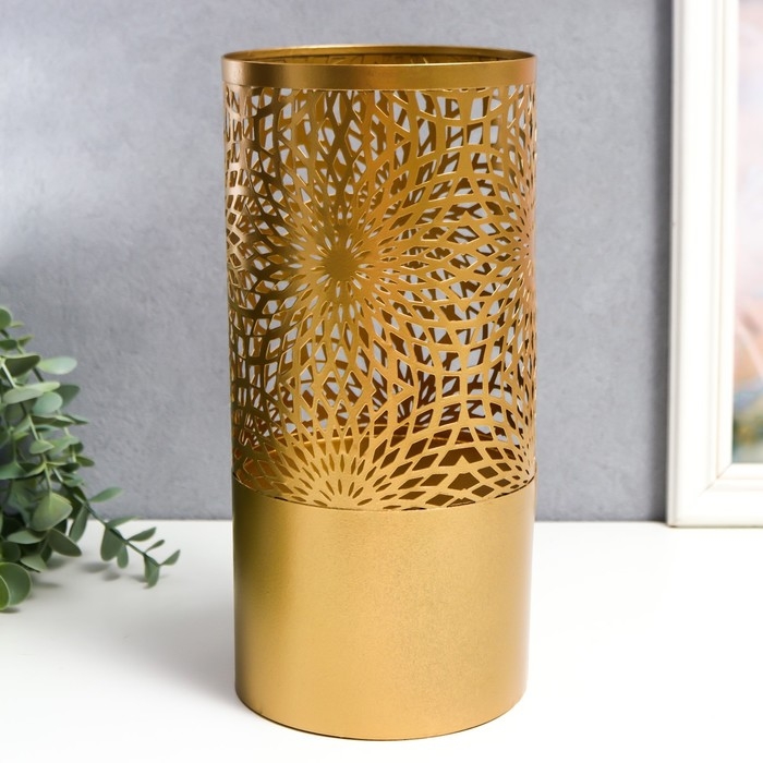 Подсвечник металл на 1 свечу  Подсвечник металл на 1 свечу "Цветок-паутина" золото 26х13х13 см