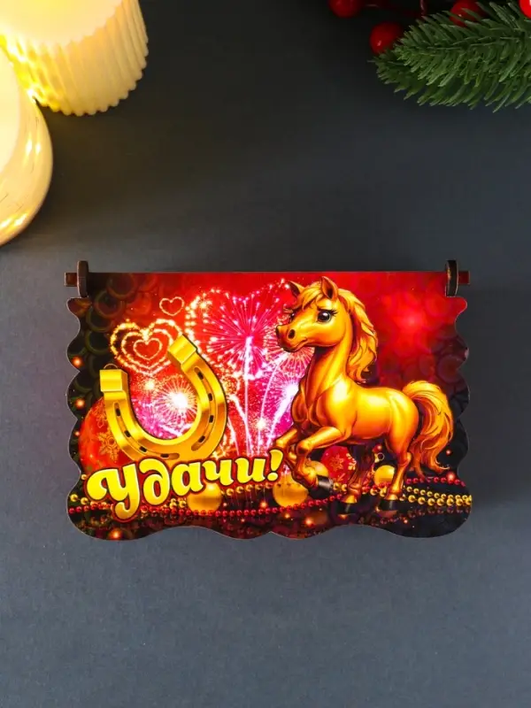 Шкатулка новогодняя "Удачи" 14х9,3х6 см