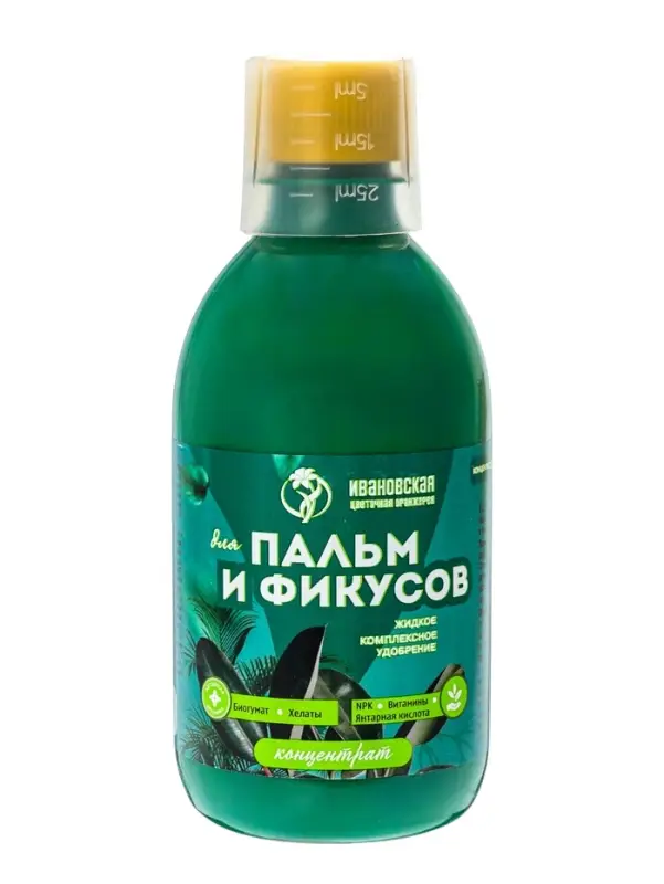 Жидкое комплексное удобрение для пальм и фикусов, 0.35 л, концентрат, с мерным колпачком