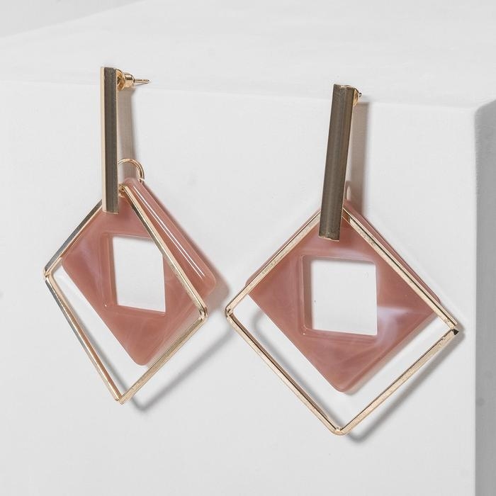 Серьги ассорти «Иллюзия», цвет пудровый в золоте Серьги ассорти «Иллюзия», цвет пудровый в золоте