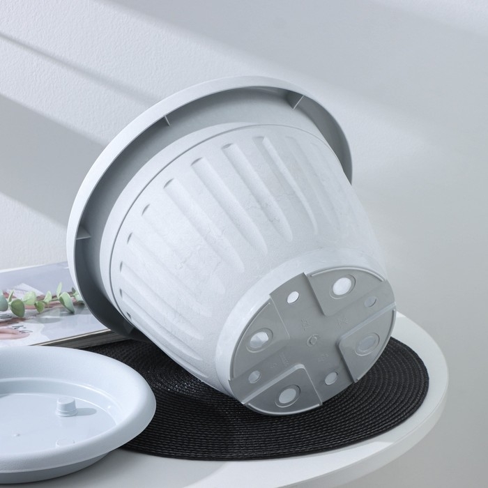 Горшок для цветов с поддоном «Сильвер ЭКО», 7,2 л, d=28 см, светло-серый Горшок для цветов с поддоном «Сильвер ЭКО», 7,2 л, d=28 см, светло-серый