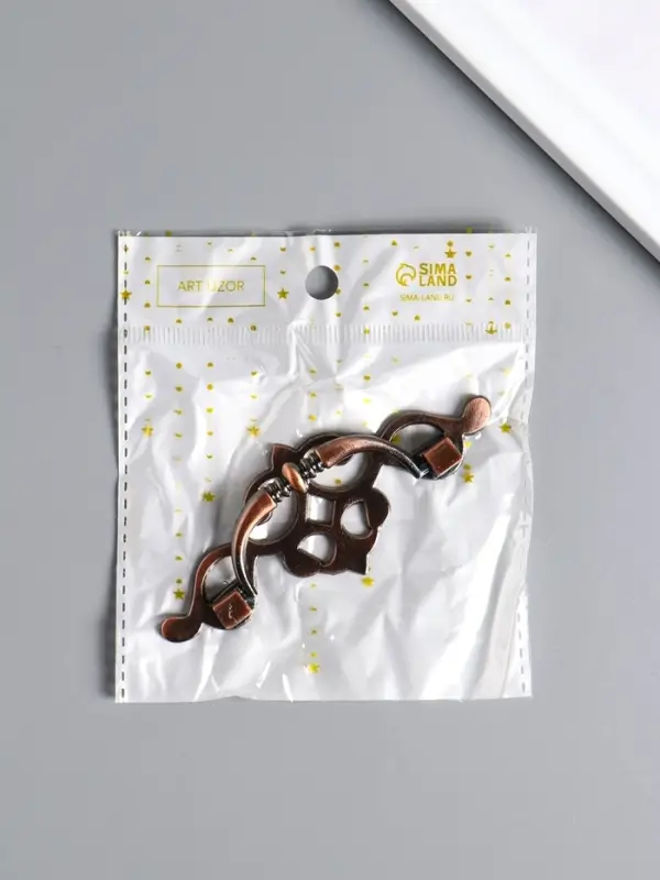 Ручка для шкатулки металл &laquo;Узорная&raquo;, под медь, 3.8&times;9.5 см