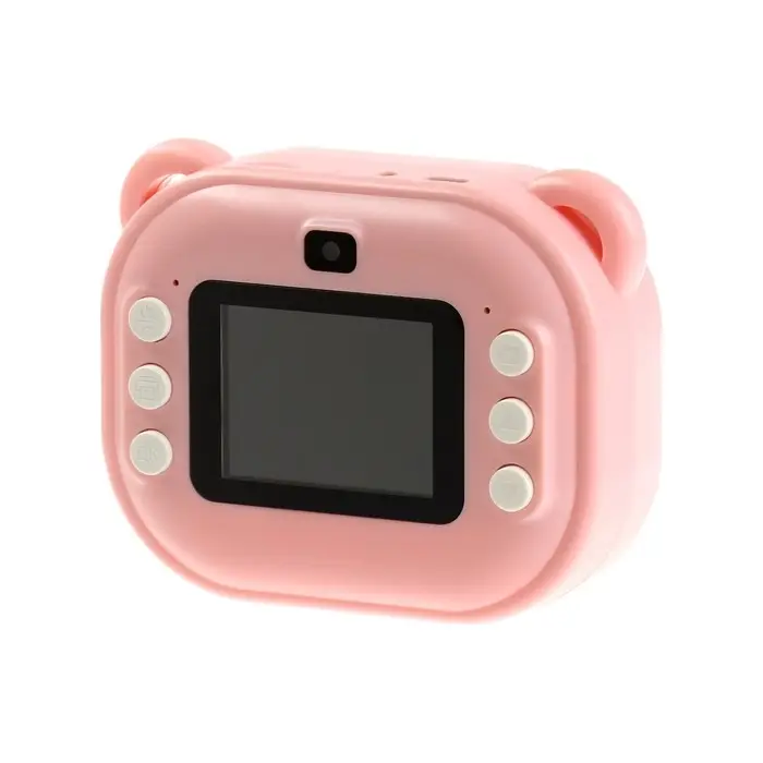 Детский мини принтер с камерой, для печати, модель LPR-21, Туре-С, лента, с ремешком, розовый