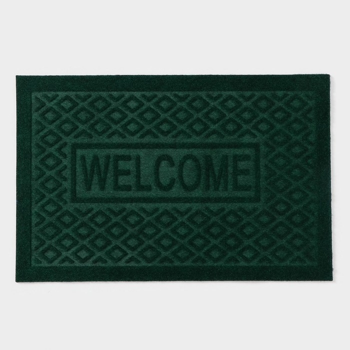 Коврик придверный Доляна Welcome, ромбы, влаговпитывающий, без окантовки, 38×58 см, цвет МИКС