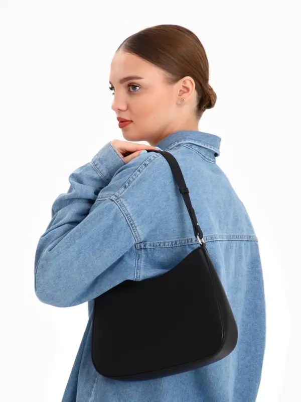 Сумка женская багет TEXTURA на молнии, 28&times;6&times;17 см, чёрная