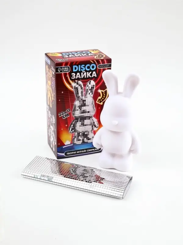 Декор фигурки зеркальной мозаикой "Зайка", серебро