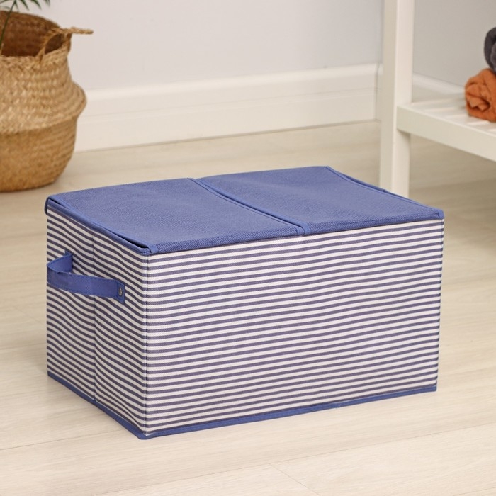 Короб стеллажный для хранения «Полосы», 44,5×30×24,5 см, цвет синий