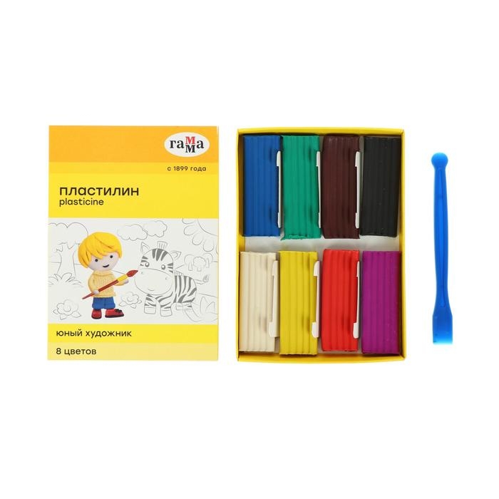 Пластилин 8 цветов 112 г Пластилин 8 цветов 112 г "Юный художник", со стеком