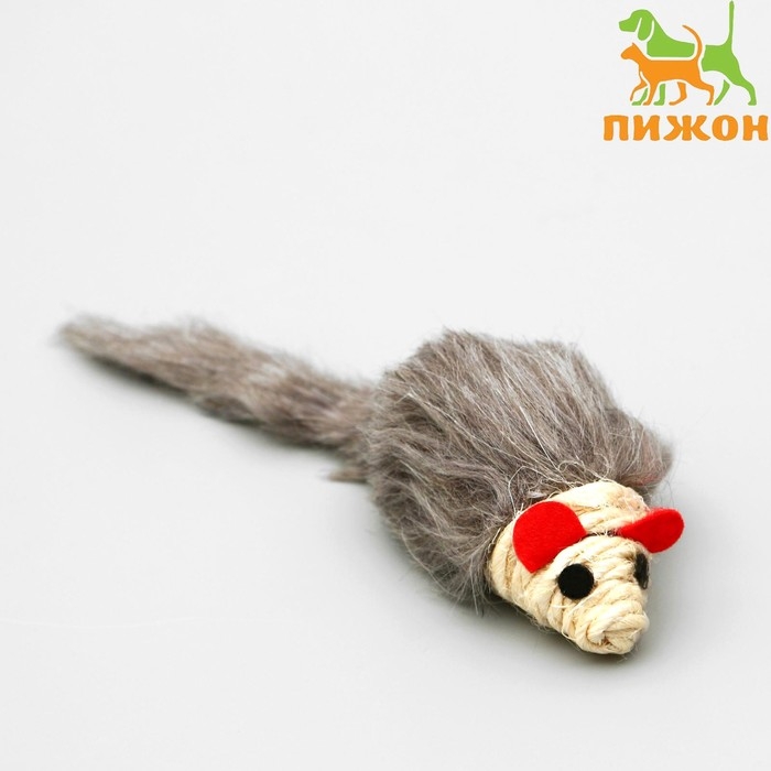 Игрушка для кошек  Игрушка для кошек "Серая мышь" с мордочкой из сизаля, 8 см
