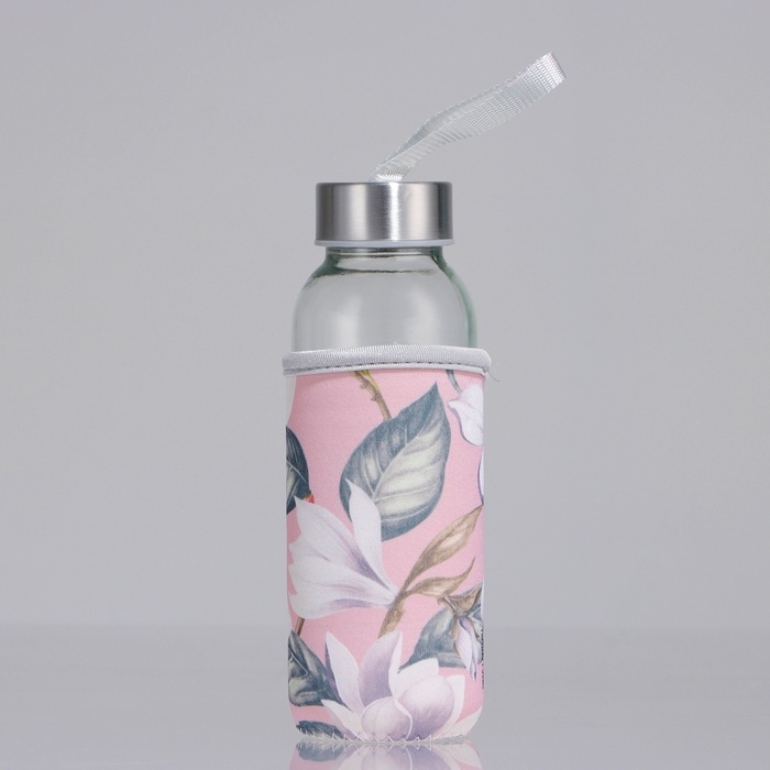 Бутылка стекло в чехле «Цветы», 350 мл Бутылка стекло в чехле «Цветы», 350 мл