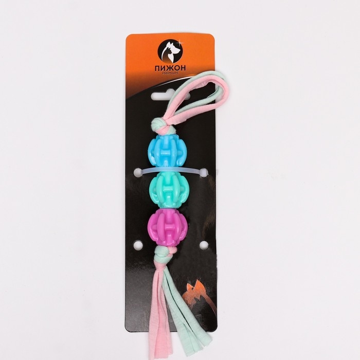 Игрушка из трёх бусин на верёвке Игрушка из трёх бусин на верёвке "Карамелька", 8,5 см, микс цветов