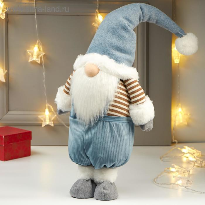 Кукла интерьерная Кукла интерьерная "Дедушка в голубом колпаке и полосатой кофте" 66х15х25 см