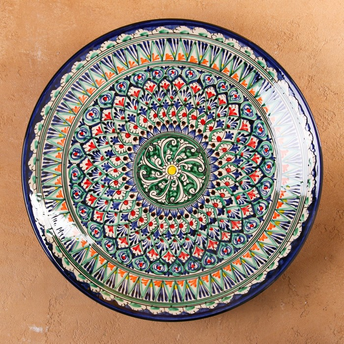 Ляган Риштанская Керамика  Ляган Риштанская Керамика "Узоры", 42 см, синий микс