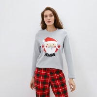 Пижама новогодняя женская KAFTAN "Santa", цвет красный/серый, размер 44-46