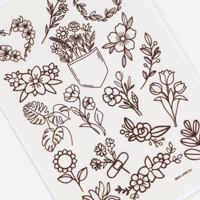 Водорастворимый стикер для вышивания «Цветочки», 15 х 21 см Водорастворимый стикер для вышивания «Цветочки», 15 х 21 см