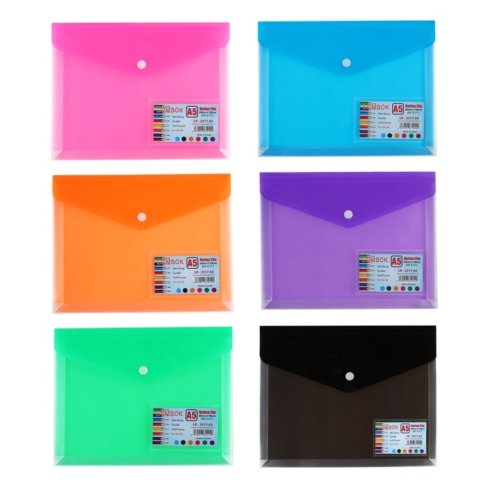 Папка-конверт на кнопке А5, 180 мкр, с расширением, карман для визиток, МИКС Папка-конверт на кнопке А5, 180 мкр, с расширением, карман для визиток, МИКС