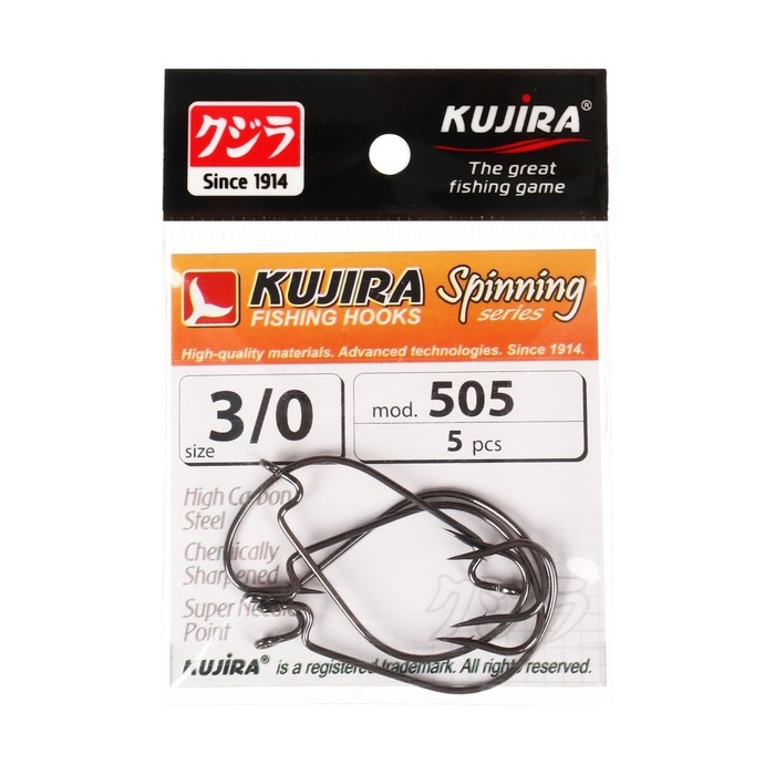 Крючки офсетные Kujira Spinning 505, цвет BN, № 3/0, 5 шт. Крючки офсетные Kujira Spinning 505, цвет BN, № 3/0, 5 шт.