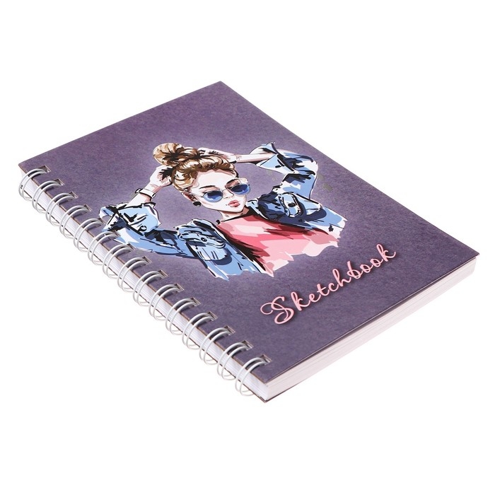 Скетчбук А5, 80 листов на гребне по длинной стороне "Нежность", твёрдая обложка, блок 100 г/м&sup2;