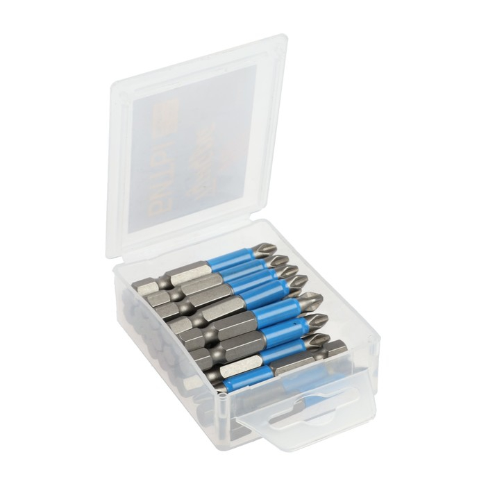 Биты ТУНДРА, сталь S2, пластиковая коробка, PH2 х 50 мм, 20 шт.