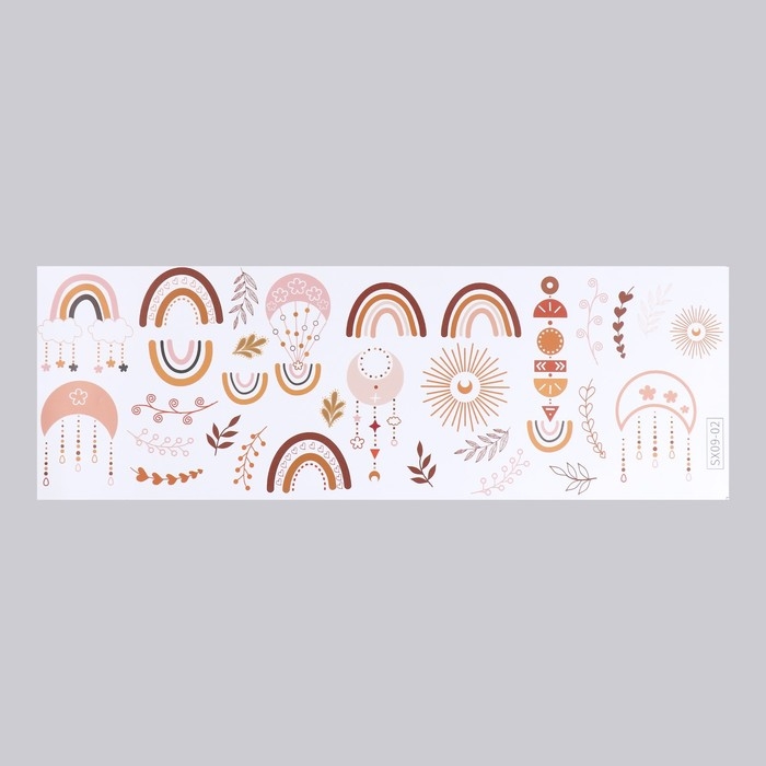 Наклейка пластик интерьерная цветная Наклейка пластик интерьерная цветная "Пастель: радуга и солнышки" 30х90 см