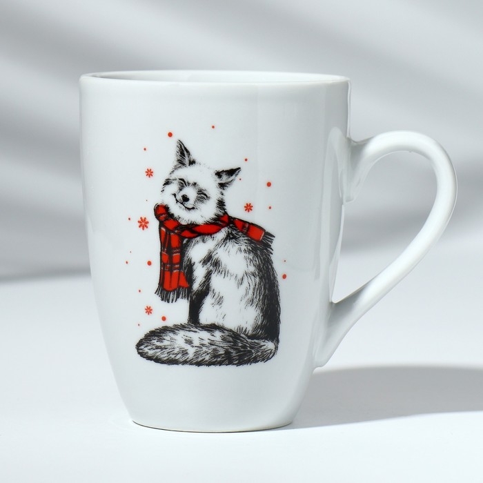 Кружка новогодняя керамическая «Лесные жители», 350 мл, цвет белый
