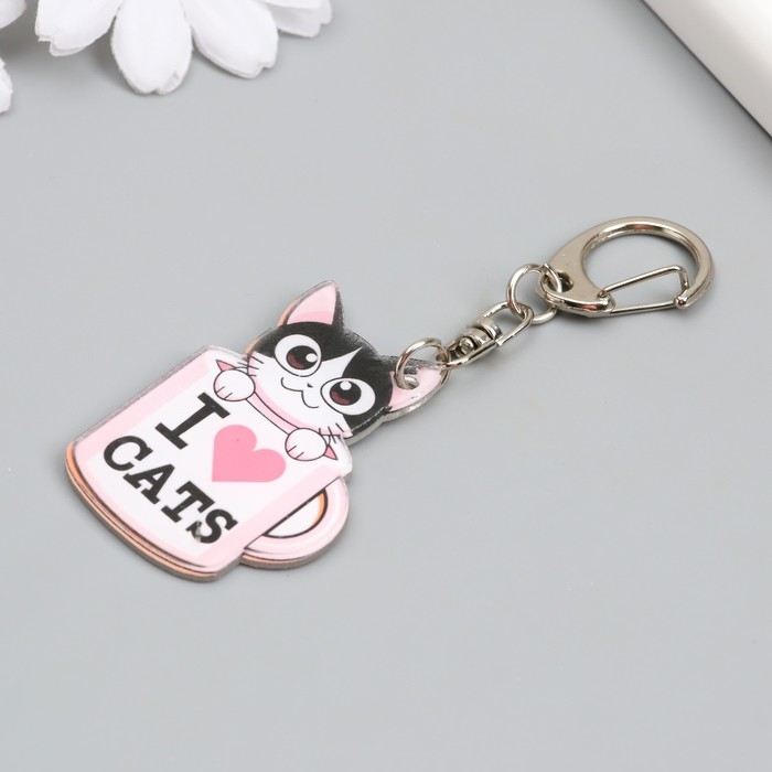 Брелок акрил Брелок акрил "Котик в кружке" 4,5х3,2 см