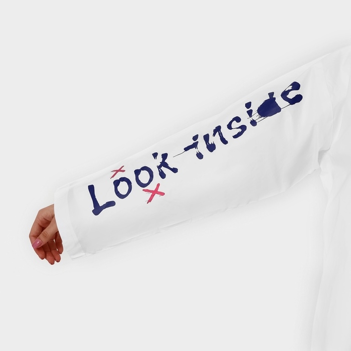 Дождевик взрослый укороченный LOOK INSIDE, на кнопках, цвет белый, размер 42-48 Дождевик взрослый укороченный LOOK INSIDE, на кнопках, цвет белый, размер 42-48