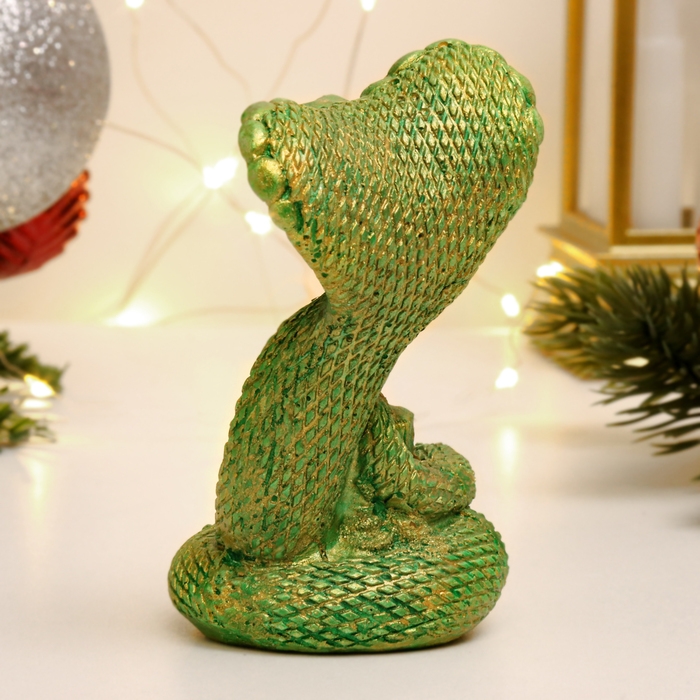 Фигура Фигура "Змея с ноутбуком" зеленый с позолотой, 8см