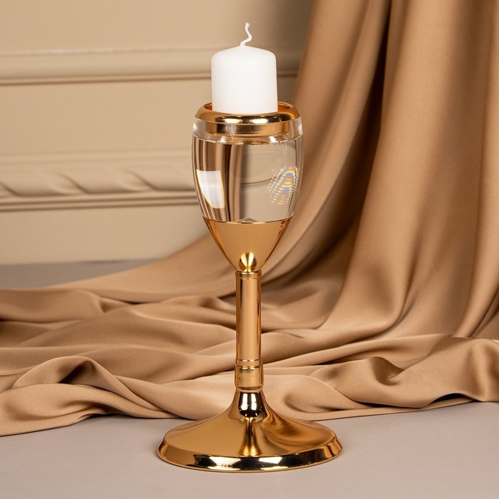 Подсвечник металл, стекло на 1 свечу «Безмятежность» цвет золото 11 х 11 х 21 см Подсвечник металл, стекло на 1 свечу «Безмятежность» цвет золото 11 х 11 х 21 см