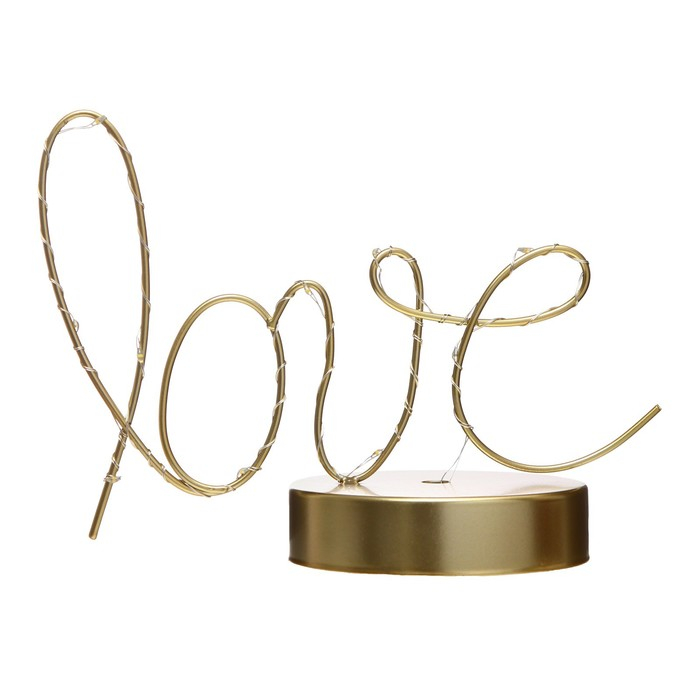 Ночник Ночник "Любовь" LED от батареек 3хАА золото 9,5х23х17,5 см RISALUX