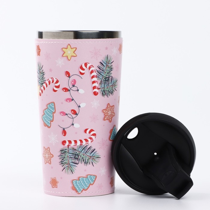 Термостакан в кожзаме  Термостакан в кожзаме "Вкусности", 450 мл