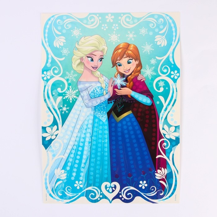 Аппликация пайетками Холодное сердце, 3 цвета пайеток, бантик, А4 Аппликация пайетками Холодное сердце, 3 цвета пайеток, бантик, А4