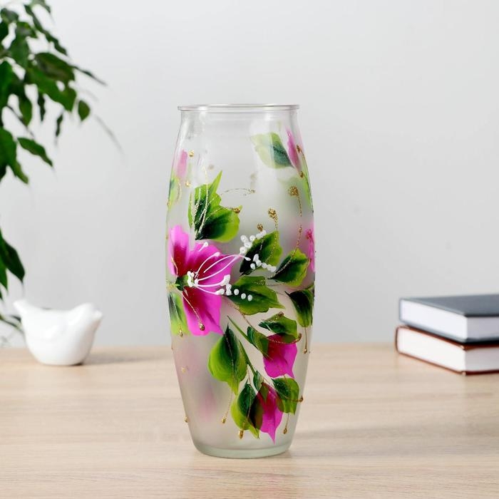 Ваза Ваза "Огонек" роспись на матовом стекле, d-7; 10х23 см