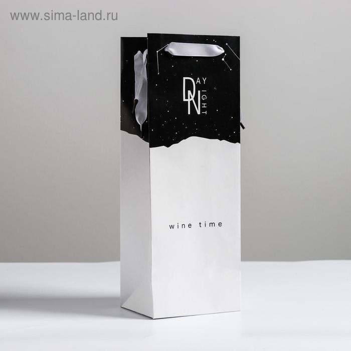 Пакет подарочный ламинированный под бутылку, упаковка, «Wine time», 13 x 36 x 10 см
