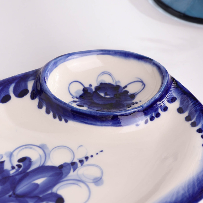 Блюдо под шашлык, 29х13 см, гжель, фарфор Блюдо под шашлык, 29х13 см, гжель, фарфор