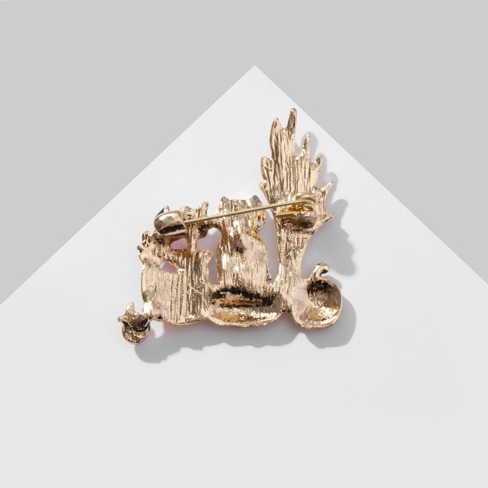 Брошь «кот» с тыквами, цветная в золоте Брошь «кот» с тыквами, цветная в золоте