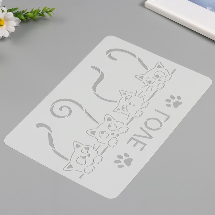 Трафарет пластик Трафарет пластик "Кошачья любовь" 21х29,7 см