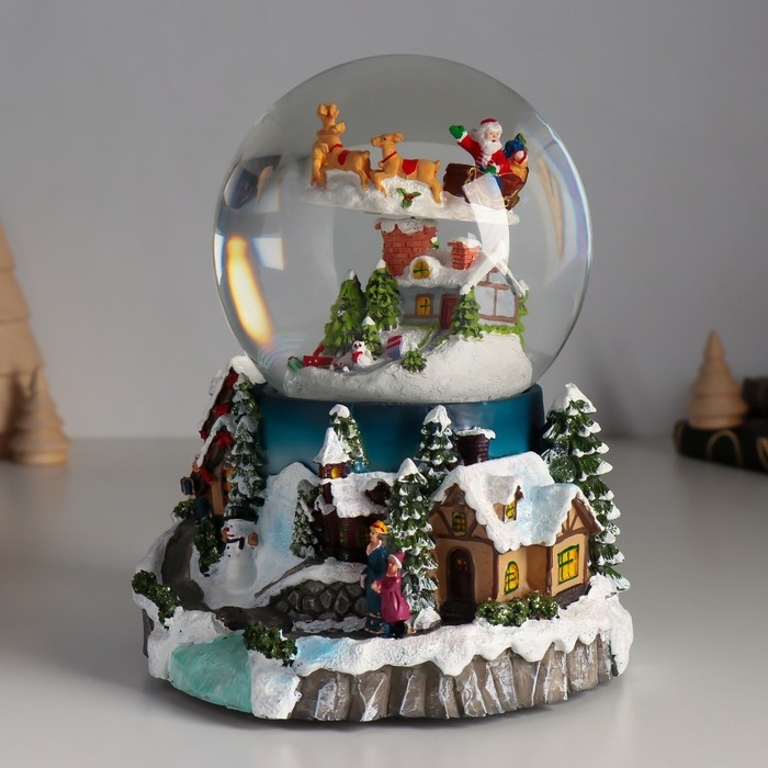 Сувенир полистоун водяной шар музыка, свет Сувенир полистоун водяной шар музыка, свет "Полёт Мороза" крутится d=12 см 16х15,5х19,5 см 1033444