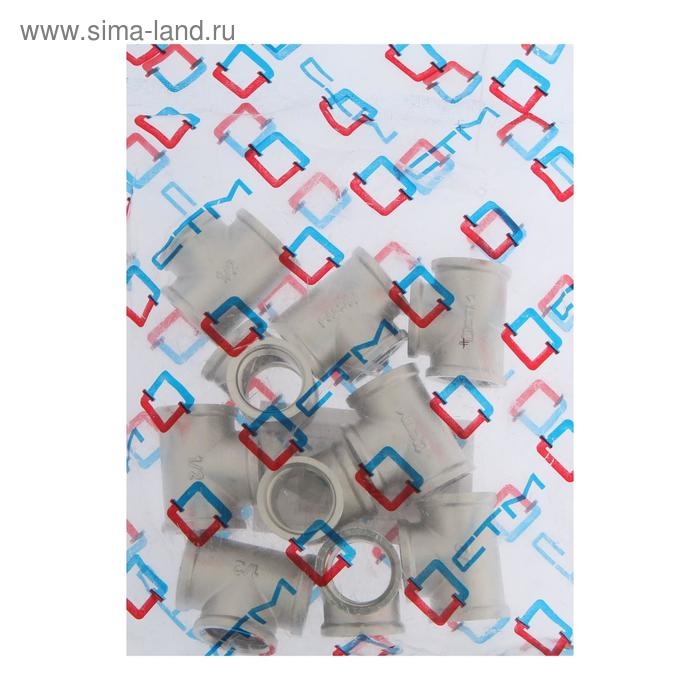 Тройник Тройник "CTM", 1/2", внутренняя/внутренняя/внутренняя резьба, никелированная латунь