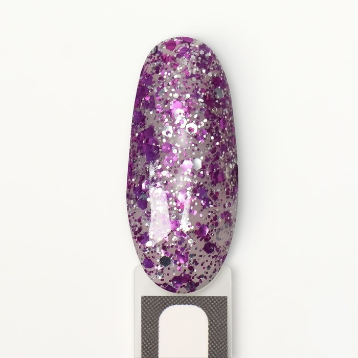 Гель лак для ногтей, «GLITTER FLASH», 3-х фазный, 8мл, LED/UV, цвет прозрачный/фиолетовый (08)