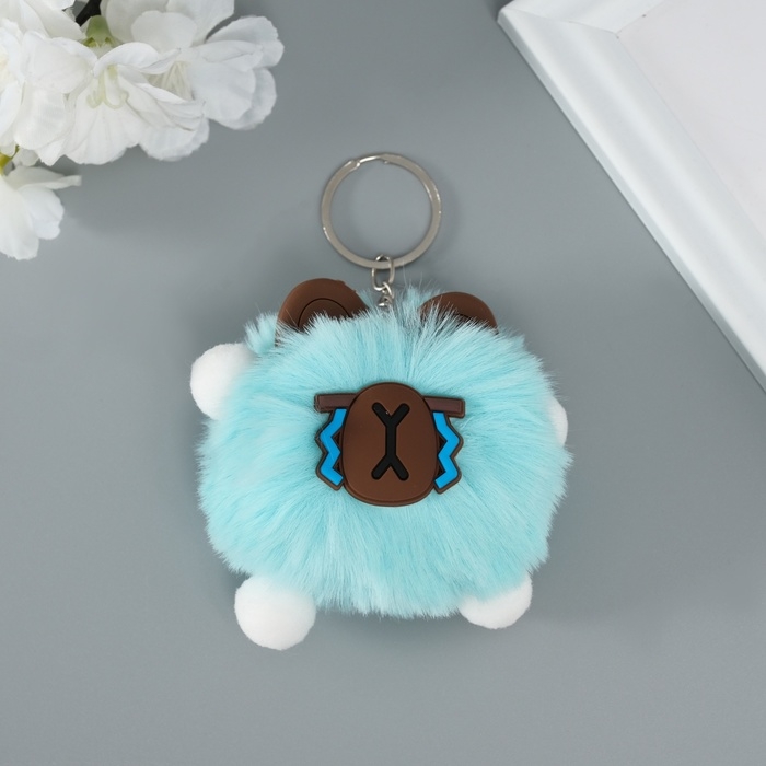 Пушистик на кольце  Пушистик на кольце "Капибара Мистер Грусть" голубой 10х8х8 см