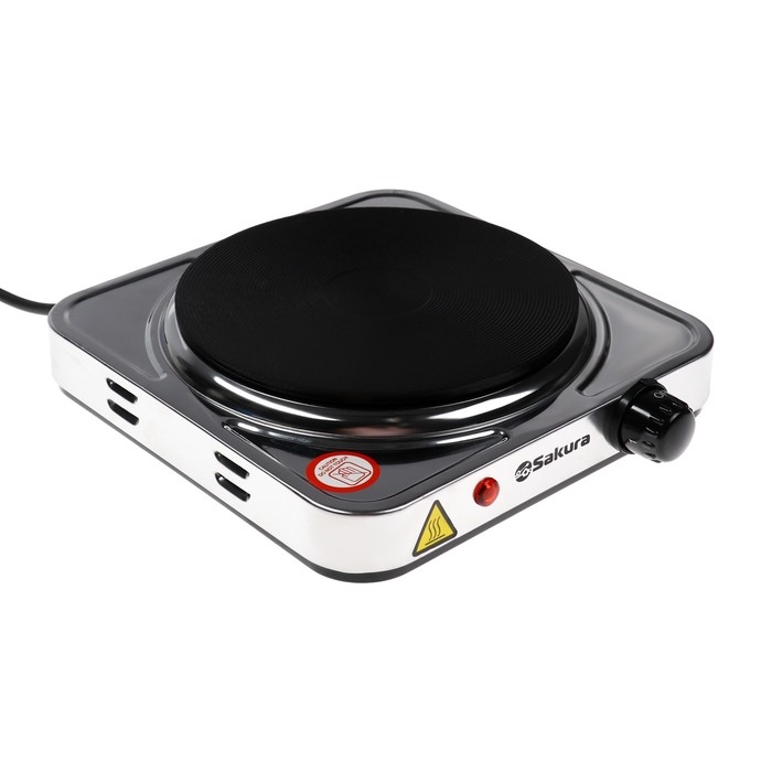 Плитка электрическая Sakura ПЭ-09Н, 1500 Вт, 1 конфорка,  серебристая Плитка электрическая Sakura ПЭ-09Н, 1500 Вт, 1 конфорка,  серебристая