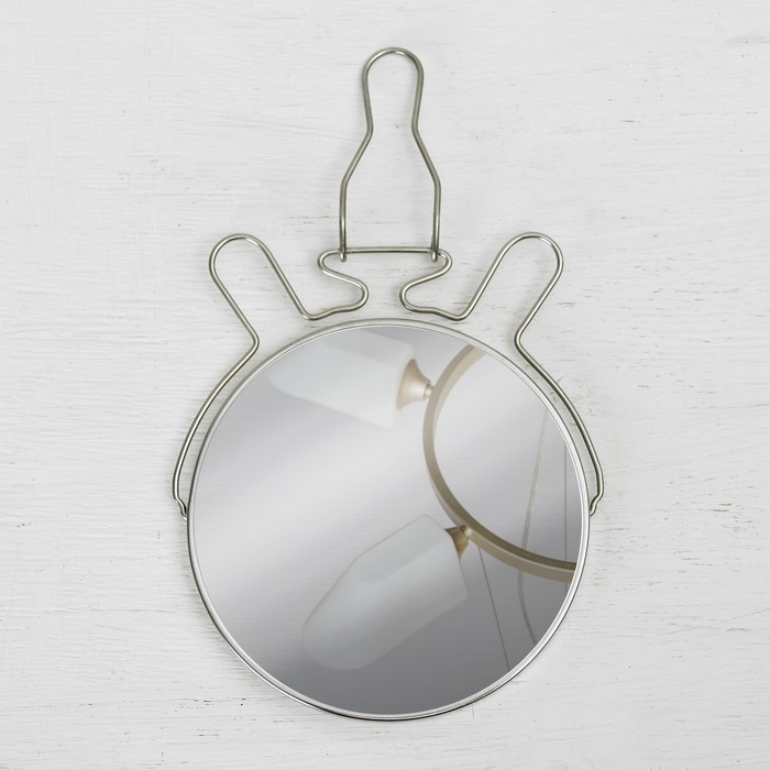 Зеркало настольное - подвесное «Круг», двустороннее, с увеличением, d зеркальной поверхности 14 см, цвет серебристый