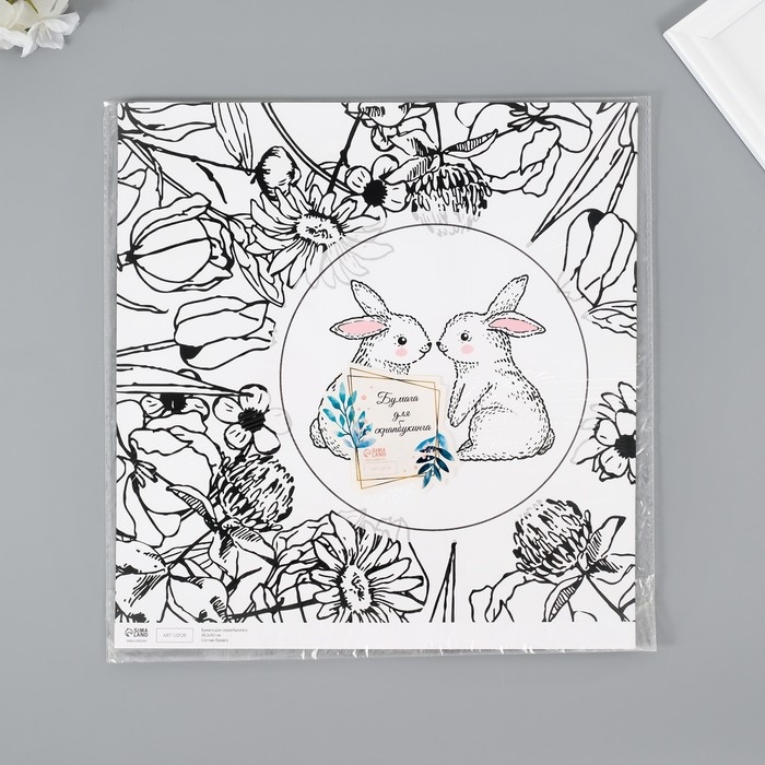 Бумага для скрапбукинга двусторонняя Бумага для скрапбукинга двусторонняя "Зайчики и цыплёнок" плотность 180 гр набор 5 шт 30,5х32 см 1