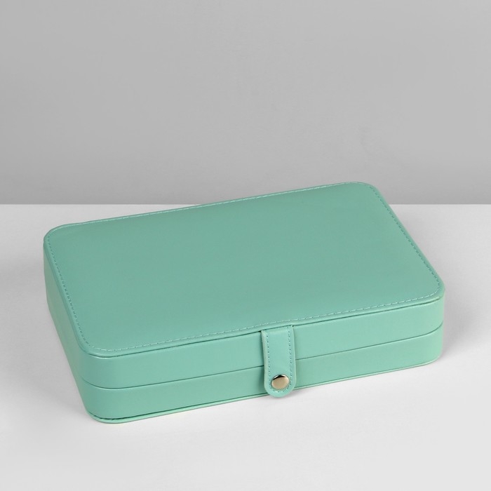 Органайзер для украшений &laquo;Шкатулка портативная&raquo;, 8 полос, 4 места, 14&times;21&times;4,5 см, цвет зелёный