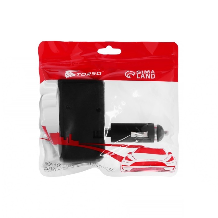 Разветвитель прикуривателя TORSO, 12-24 В, USB 2A, подсветка Разветвитель прикуривателя TORSO, 12-24 В, USB 2A, подсветка