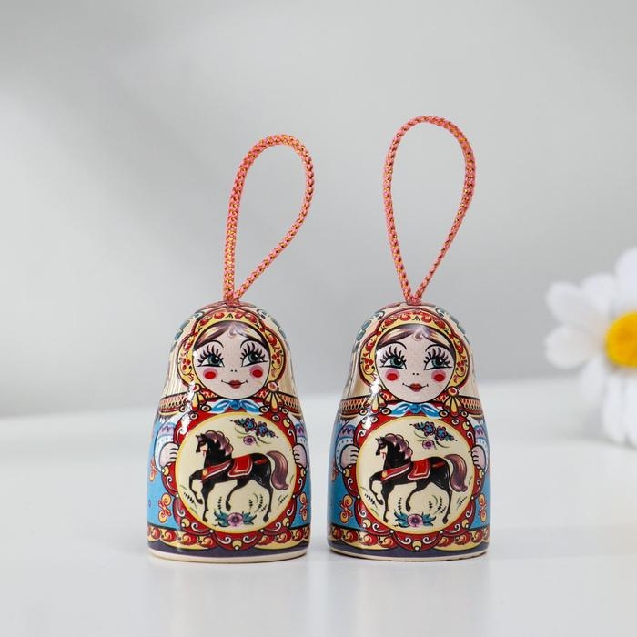 Колокольчик матрешка малая, лошадка, 5 см Колокольчик матрешка малая, лошадка, 5 см