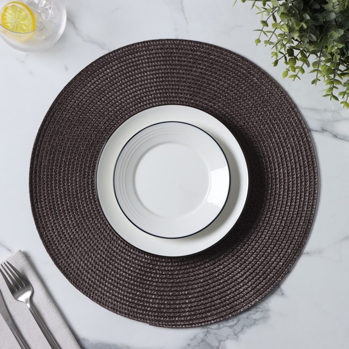 Салфетка сервировочная на стол Доляна «Лофт», d=38 см, цвет коричневый Салфетка сервировочная на стол Доляна «Лофт», d=38 см, цвет коричневый