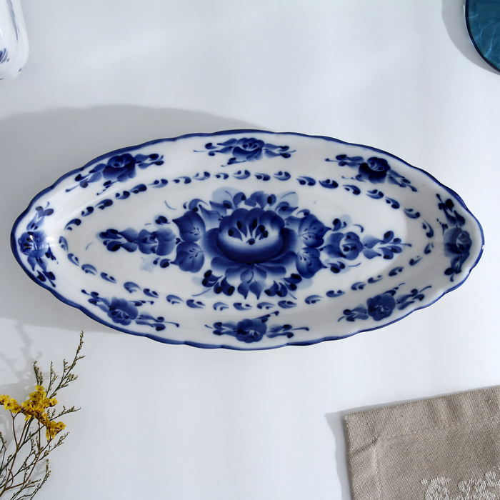 Селёдочница «Цветок», 27×13×2 см, гжель Селёдочница «Цветок», 27×13×2 см, гжель